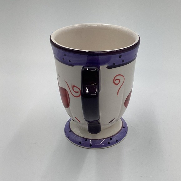 Canterbury Potteries Red Hat Society Mug Coffee Tea Cup Footed Purple Polka Dot - Picture 4 of 6